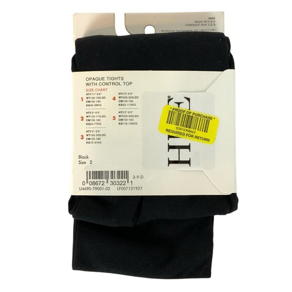 Hue Opaque Tights With Control Top Size 2 Black 40 Denier Style 4690 ONE PAIR - Picture 2 of 3